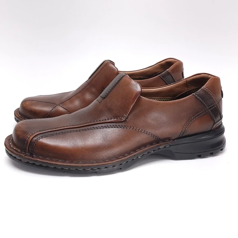 CLARKS Escalade‎ Loafers Mens 9 M Brown Leather Casual Comfort Shoes